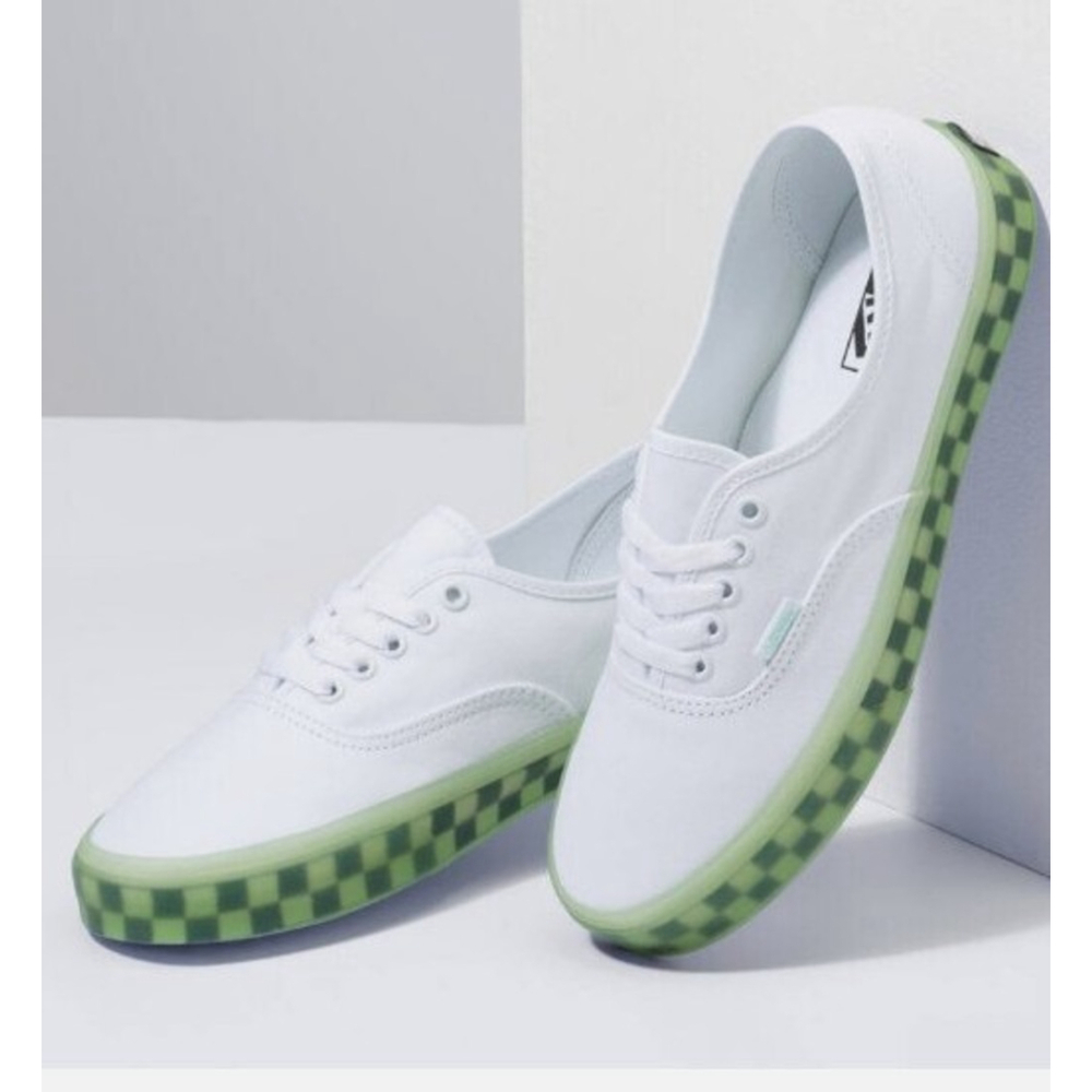 Vans Authentic White - Translucent Green Checkerb… - image 1